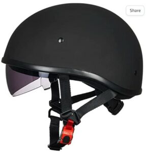 ILM Motorcycle Half Helmet with Sunshield Quick Release Strap Half Face Fit for Cruiser Scooter DOT Approved 883V (Matte Black, Small)